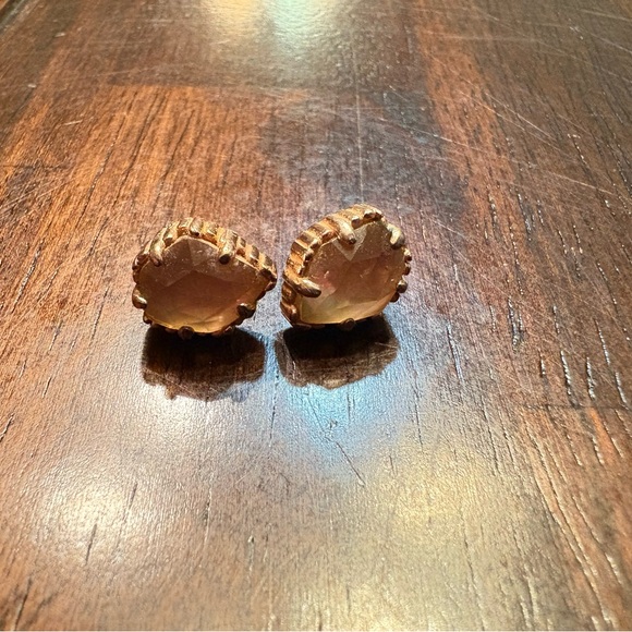 Kendra Scott Light Pink and Gold Stud Earrings - Picture 2 of 5